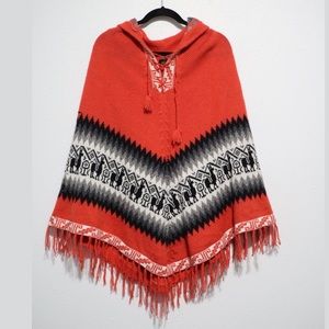 PERUVIAN Alpaca Poncho Sweater with Hood